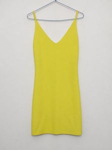 Vibrant Yellow Mini backless dress