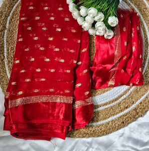 Karva Chauth Special Red &amp; Gold Embellished Saree