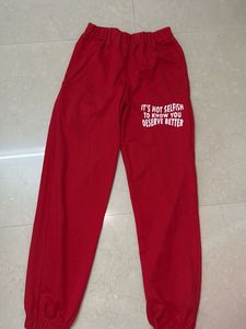 Red Joggers with Quote