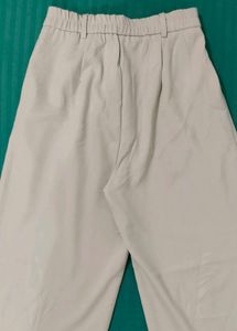 Beige Elastic Waist Pants