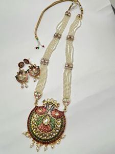 Exquisite Peacock Pearl Necklace &amp; Earring Set