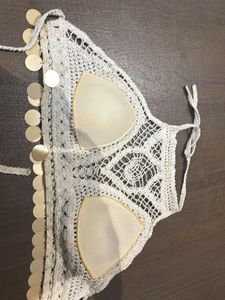 Boho Crochet Bikini Top with Sequins