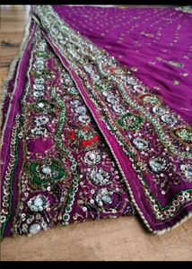 y2k purple handwork saree