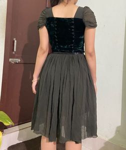 Elegant Velvet &amp; Chiffon Corset Dress