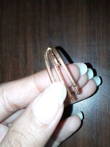 Rose Gold Colour Round Three Layered Earring