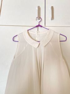 Sheer White Collared Sleeveless Top