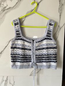 Knit Lace-Up Top