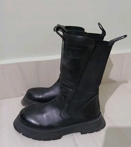 Black Chunky Platform Knee-High Boots
