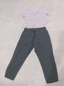 Cute Checkered Top & Pants Set