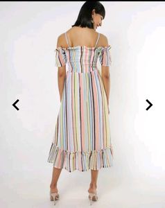 Boho Striped Off-Shoulder Midi Dress