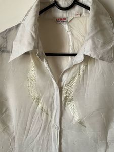 Sheer White Button-Up Blouse