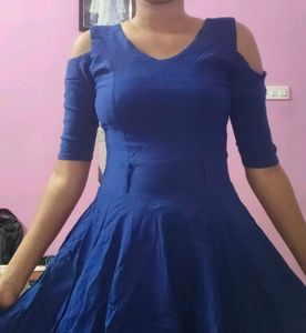 Vibrant Blue A-Line Midi Dress