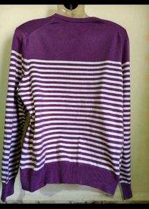 Cozy Striped Purple Cardigan