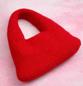 Chic Red Crochet donut bag with Flower Accent