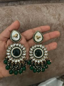 Emerald Green Kundan Earrings