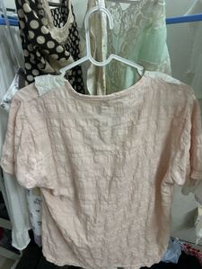 Cute Pink Lace Collar Top