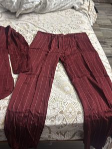 Maroon Striped small size coord set