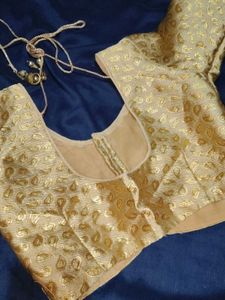 Gold Patterned Sari Blouse