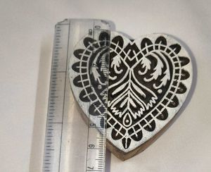 Heart Shape Wooden Block Stamp