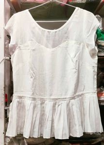 White Peplum Top with Short Sleeves