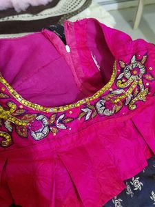 Designer Pink &amp; Navy Lehenga Choli Set