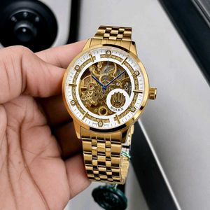 Gold Tone ROLEX Skeleton Automatic Watch  FOR MENS