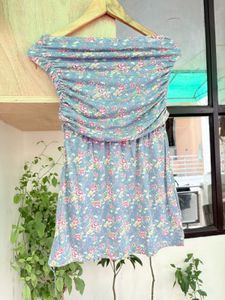 Tube Floral Strapless Ruched Dress