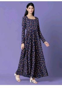 Elegant Navy Floral Maxi Dress