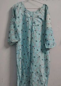 Light Blue Printed Kurta cotton 3xl