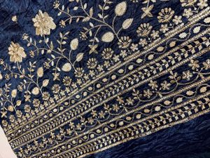 Elegant Navy Blue Embroidered fabric