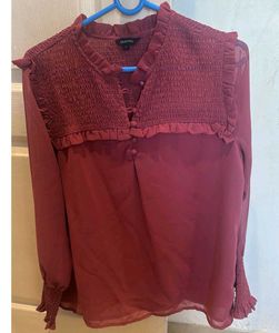 Burgundy Ruffle Top