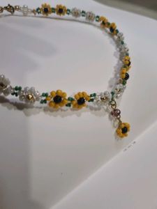 Sunflower Beaded Wire Necklace
