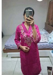 ✨ Royal Wine Embroidered Kurta Pant Set for Women