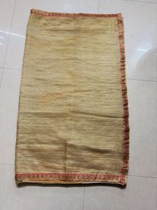Elegant Gold Saree with Pink Border