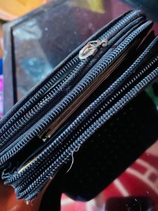 Studded Black Pouch with Bear Charm