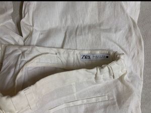 Zara Men's White Linen Pants