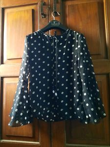 Black and White POLKA Dots Women's Casual Blouse