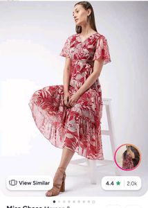 Stylish Red Floral Midi Dress