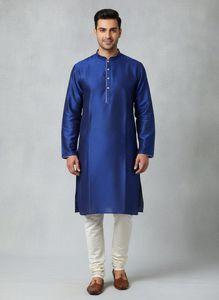 Men’s Royal Blue Silk Kurta