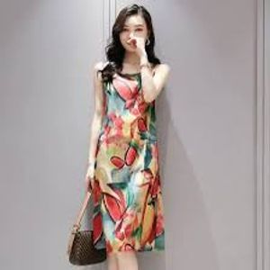 Price Drop Abstract Print Sleeveless Dress