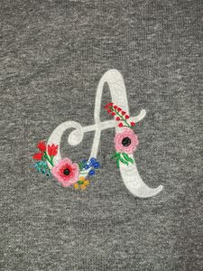 Grey T-Shirt with Floral 'A' Design