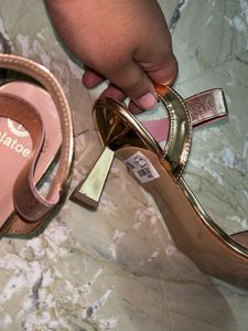 Sparkling Rose Gold Block Heels