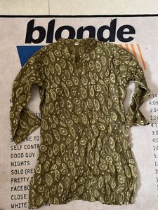 Olive Green Eye Print Kurta