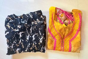 Yellow Kurti &amp; black frock Combo