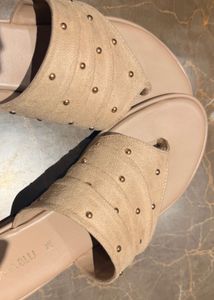 Stylish Studded Tan Flat Sandals