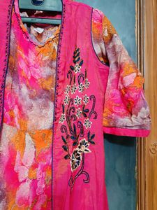🇳🇿💫🎀Vibrant Pink &amp; Orange Floral Kurta Set