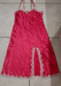 Satin Nightgown with Lace Trim