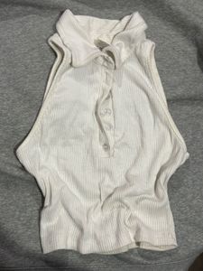 WHITE RIBBED TANK TOP