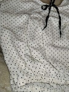 White Polka Dot Top with Tie Detail