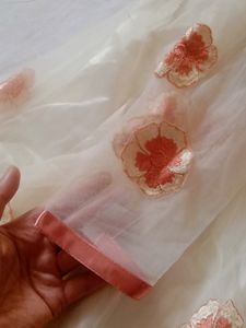 Offwhite Net And Silk Gown With Duppata